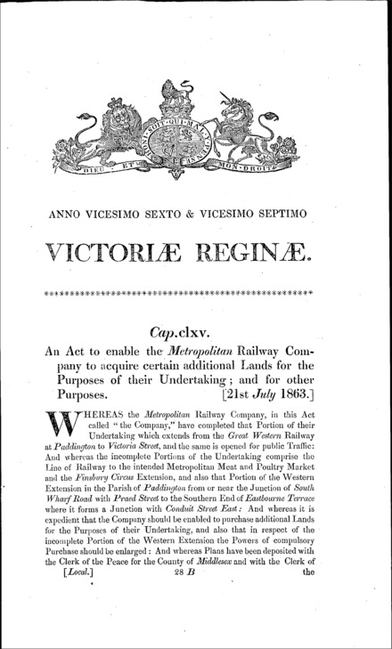Metropolitan Railway Act 1863