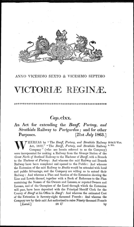 Banffshire Railway Act 1863
