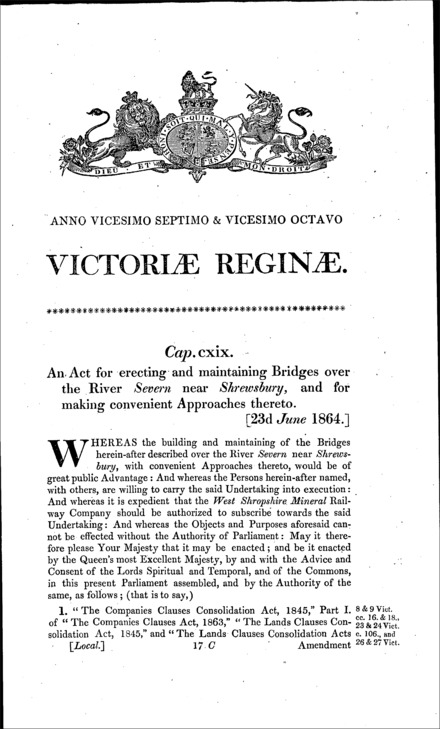 Shrewsbury Bridges Act 1864