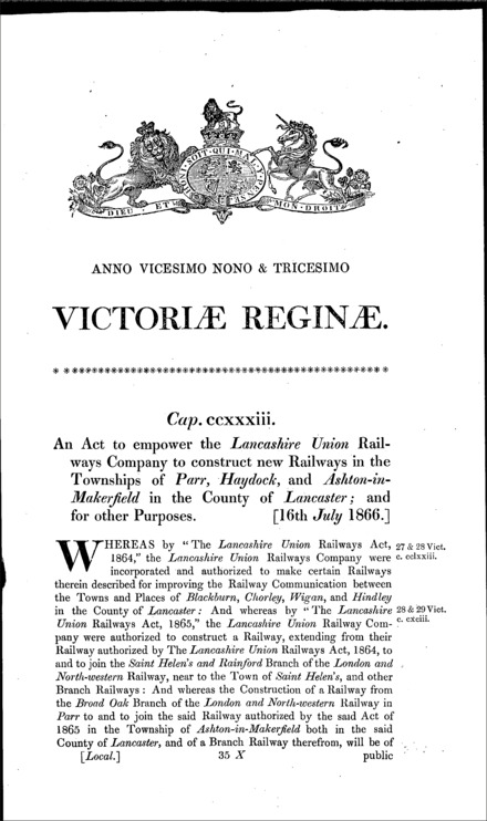 Lancashire Union Railways Act 1866