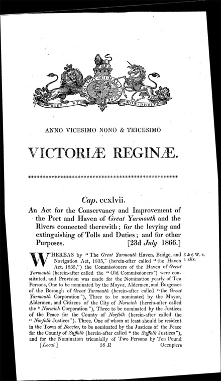 Great Yarmouth Port and Haven Act 1866