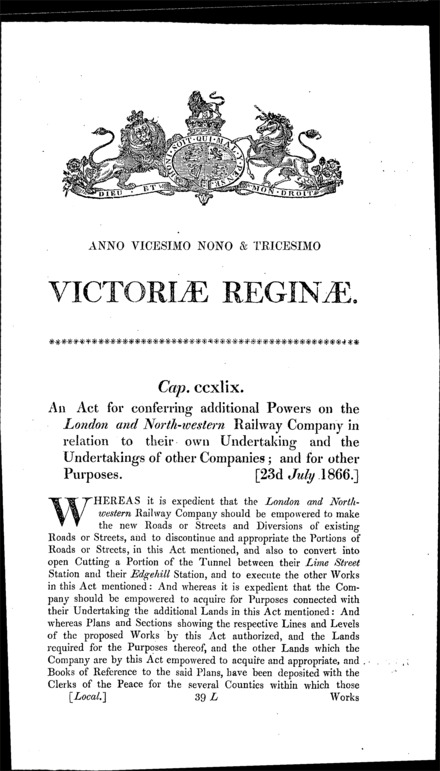 London and North Western Railway (New Works and Additional Powers) Act 1866