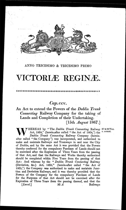 Dublin Trunk Connecting Railway Act 1867