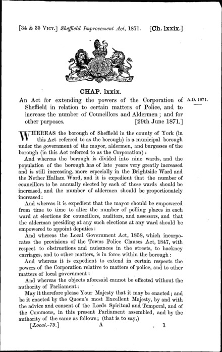 Sheffield Improvement Act 1871