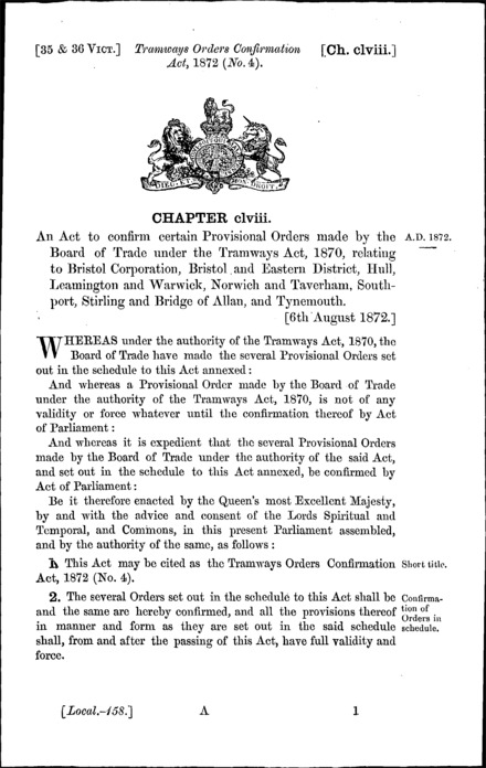 Tramways Orders Confirmation (No. 4) Act 1872