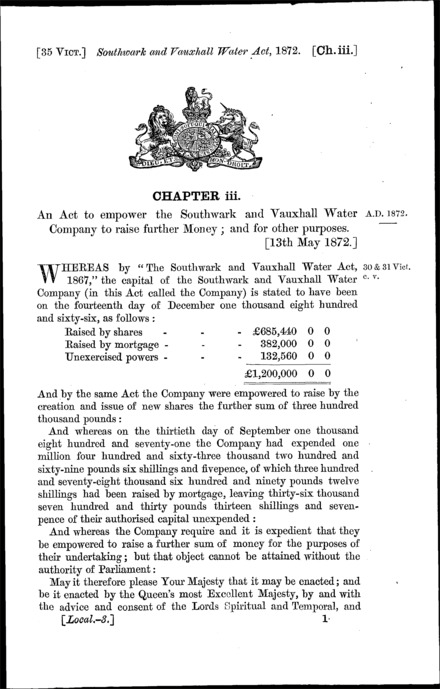 Southwark and Vauxhall Water Act 1872