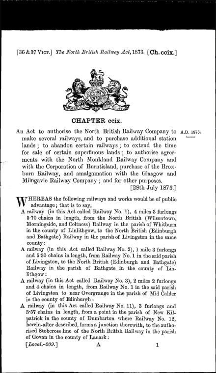 North British Railway Act 1873