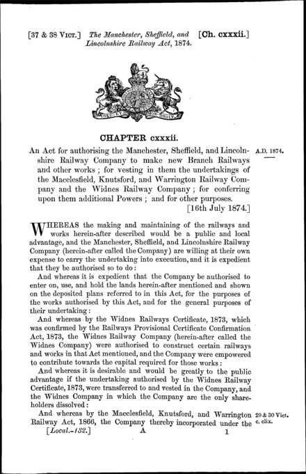 Manchester, Sheffield and Lincolnshire Railway Act 1874