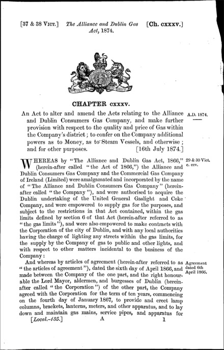 Alliance and Dublin Gas Act 1874