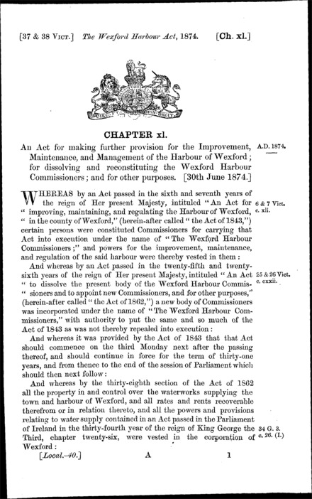 Wexford Harbour Act 1874