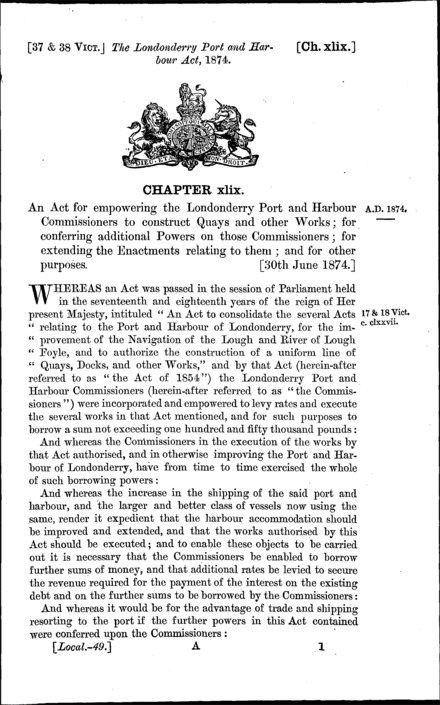 Londonderry Port and Harbour Act 1874