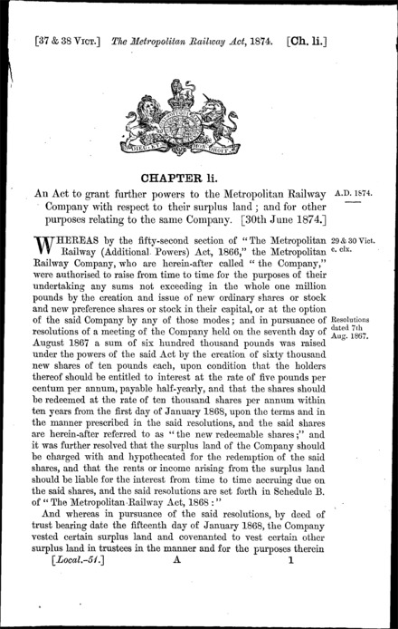 Metropolitan Railway Act 1874