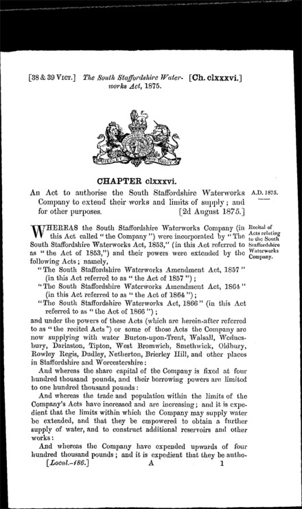 South Staffordshire Waterworks Act 1875