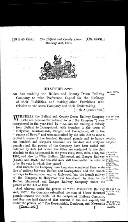 Belfast and County Down Railway Act 1876