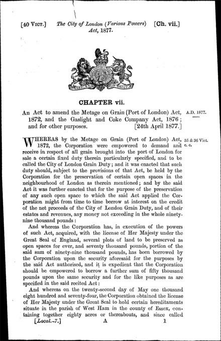 City of London (Various Powers) Act 1877