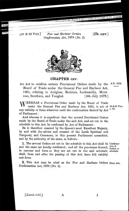 Pier and Harbour Orders Confirmation (No. 2) Act 1878