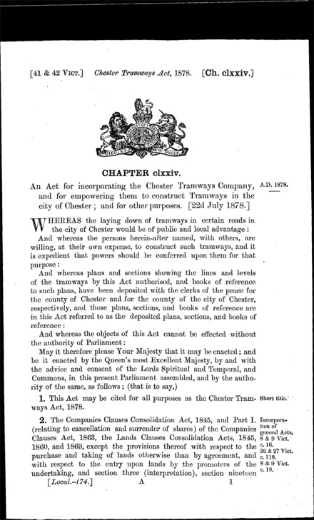 Chester Tramways Act 1878