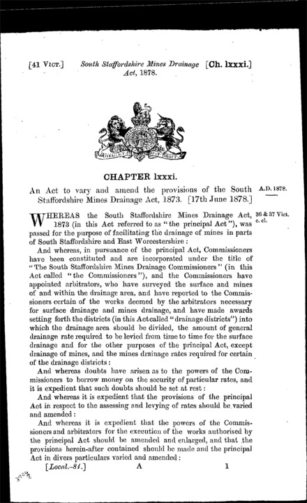 South Staffordshire Mines Drainage Act 1878