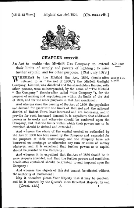 Mirfield Gas Act 1879