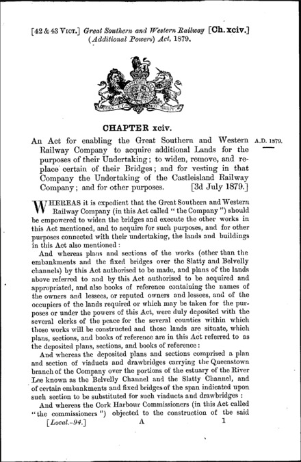 Great Southern and Western Railway (Additional Powers) Act 1879