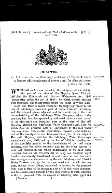 Edinburgh and District Waterworks Act 1880