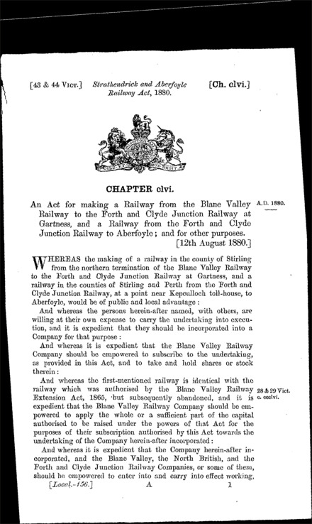 Strathendrick and Aberfoyle Railway Act 1880