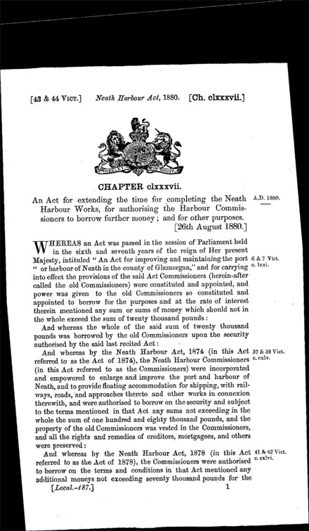 Neath Harbour Act 1880