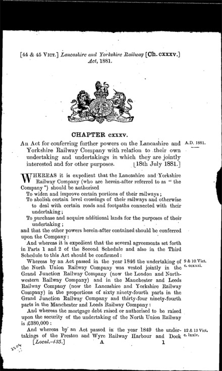 Lancashire and Yorkshire Railway Act 1881