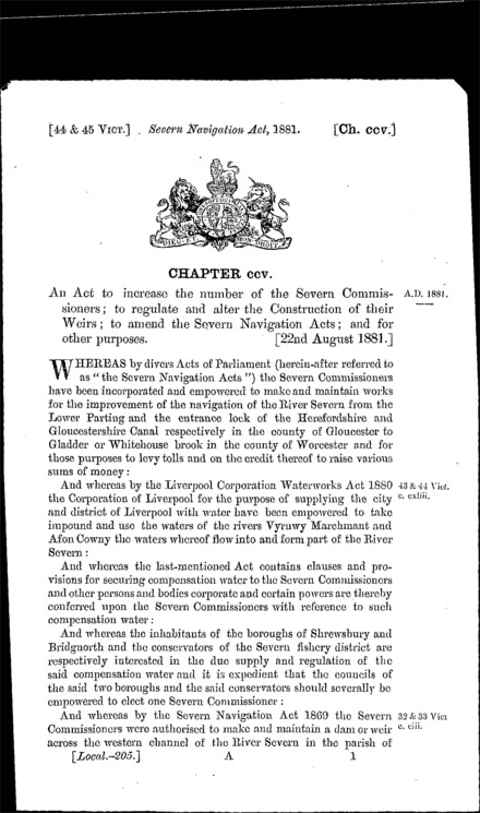 Severn Navigation Act 1881