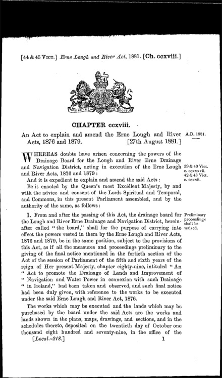 Erne Lough and River Act 1881