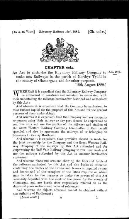 Rhymney Railway Act 1882
