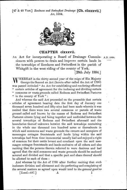Reedness and Swinefleet Drainage Act 1884