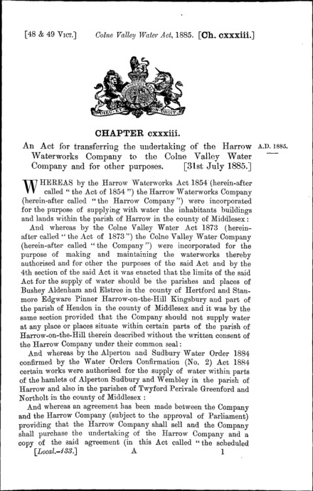 Colne Valley Water Act 1885