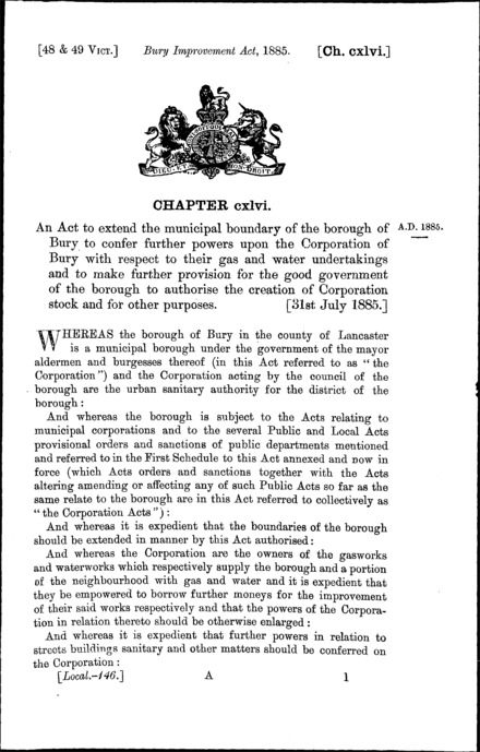 Bury Improvement Act 1885