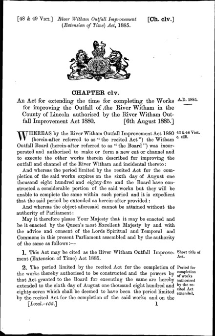 River Witham Outfall Improvement (Extension of Time) Act 1885