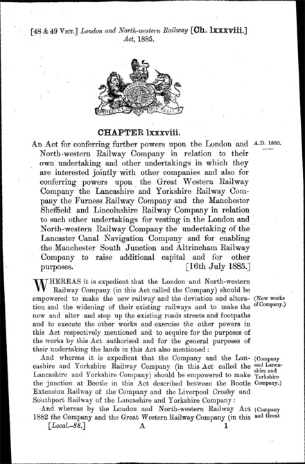 London and North Western Railway Act 1885