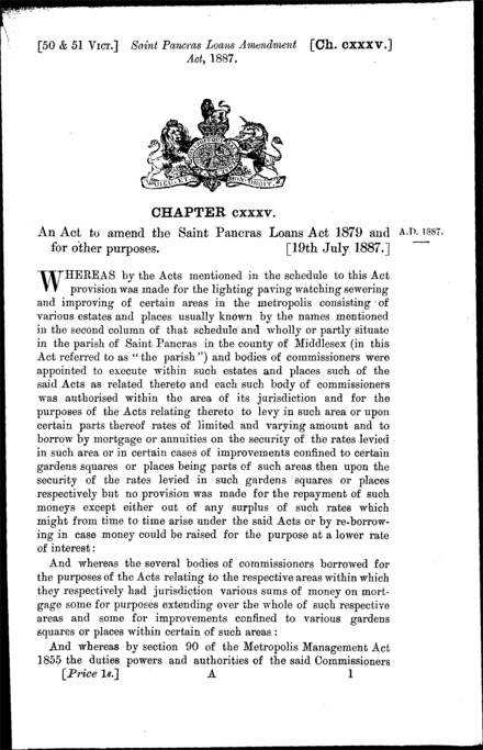 St. Pancras Loans Amendment Act 1887