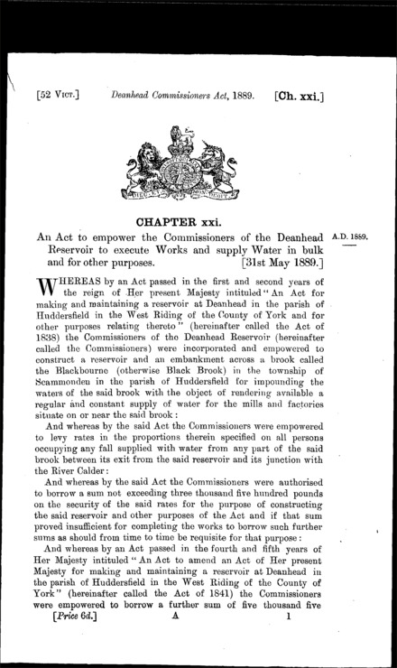 Deanhead Commissioners Act 1889