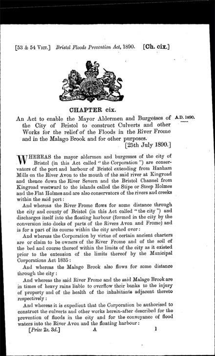 Bristol Floods Prevention Act 1890