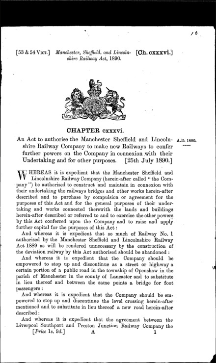 Manchester, Sheffield and Lincolnshire Railway Act 1890