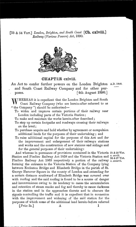 London, Brighton and South Coast Railway (Various Powers) Act 1890