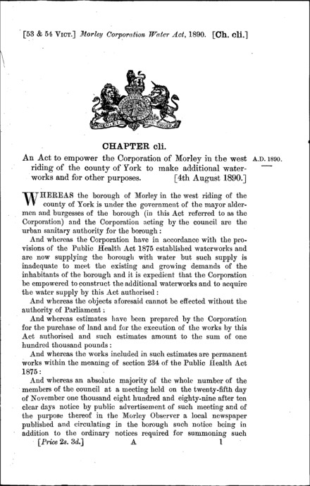 Morley Corporation Water Act 1890