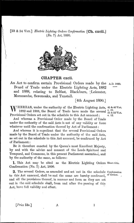 Electric Lighting Orders Confirmation (No. 7) Act 1890