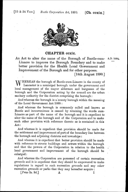 Bootle Corporation Act 1890
