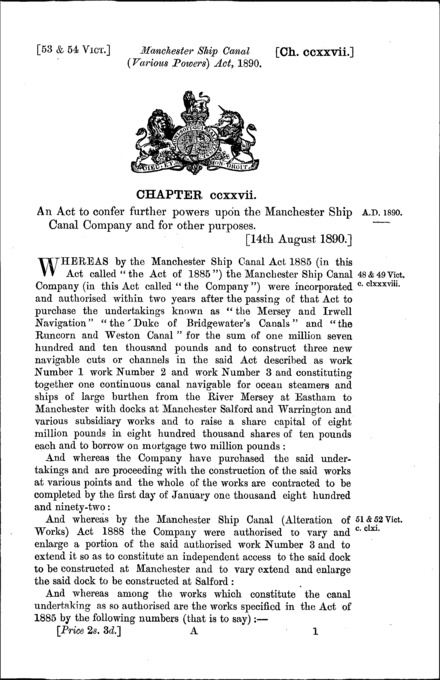 Manchester Ship Canal (Various Powers) Act 1890