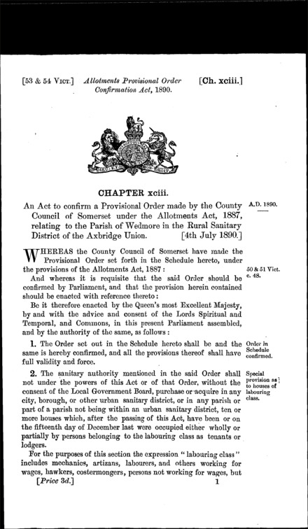 Allotments Provisional Order Confirmation Act 1890