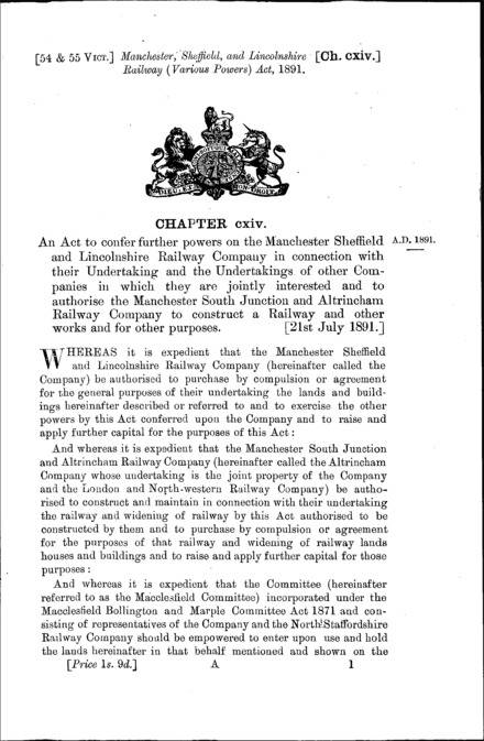 Manchester, Sheffield and Lincolnshire Railway (Various Powers) Act 1891
