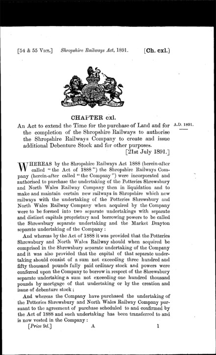 Shropshire Railways Act 1891