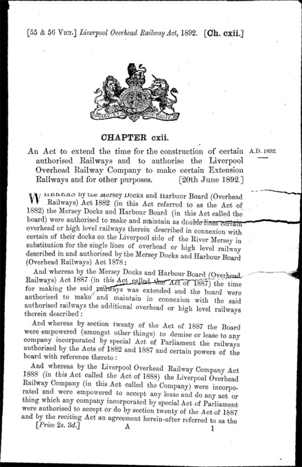 Liverpool Overhead Railway Act 1892