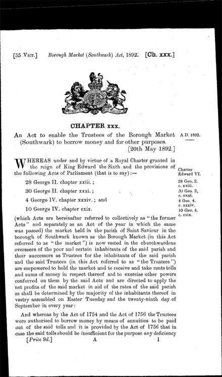 Borough Market (Southwark) Act 1892
